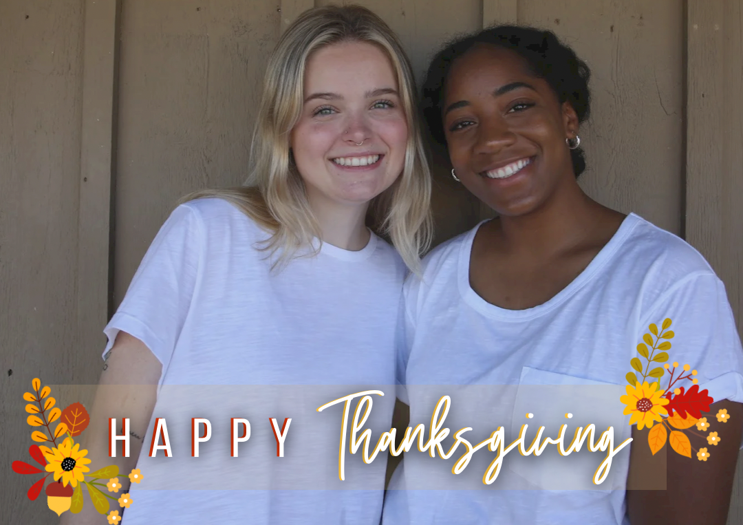 happy thanksgiving 2 girls smiling